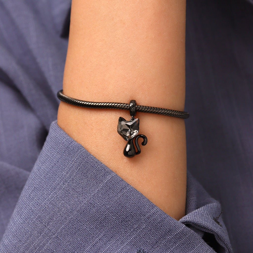 Gnoce Mystic Crystal Black Cat Pendant Dangle Charm_6