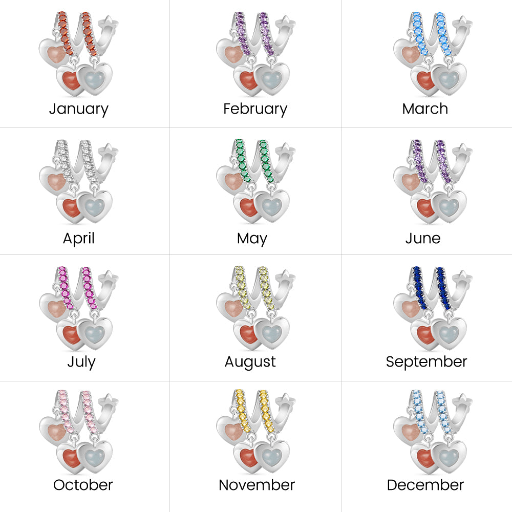 Gnoce Engravable Three Heart-shaped Glow-in-the-Dark Stone Family Pendant Dangle Charm_4