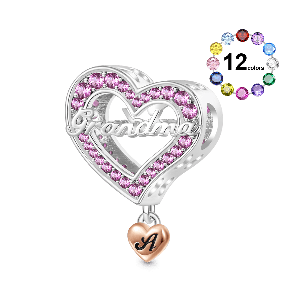 Gnoce Family Members - Grandma Personalised Heart Charm_1
