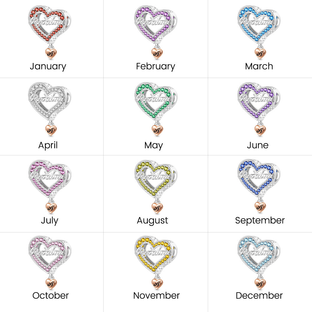Gnoce Family Members - Grandma Personalised Heart Charm_4