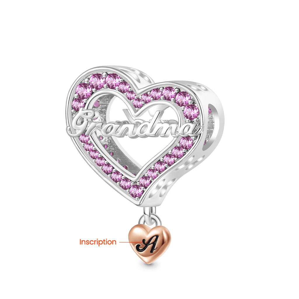 Gnoce Family Members - Grandma Personalised Heart Charm_2