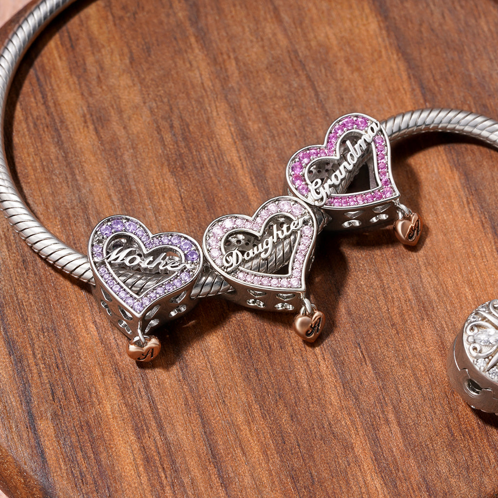 Gnoce Family Members - Grandma Personalised Heart Charm_5