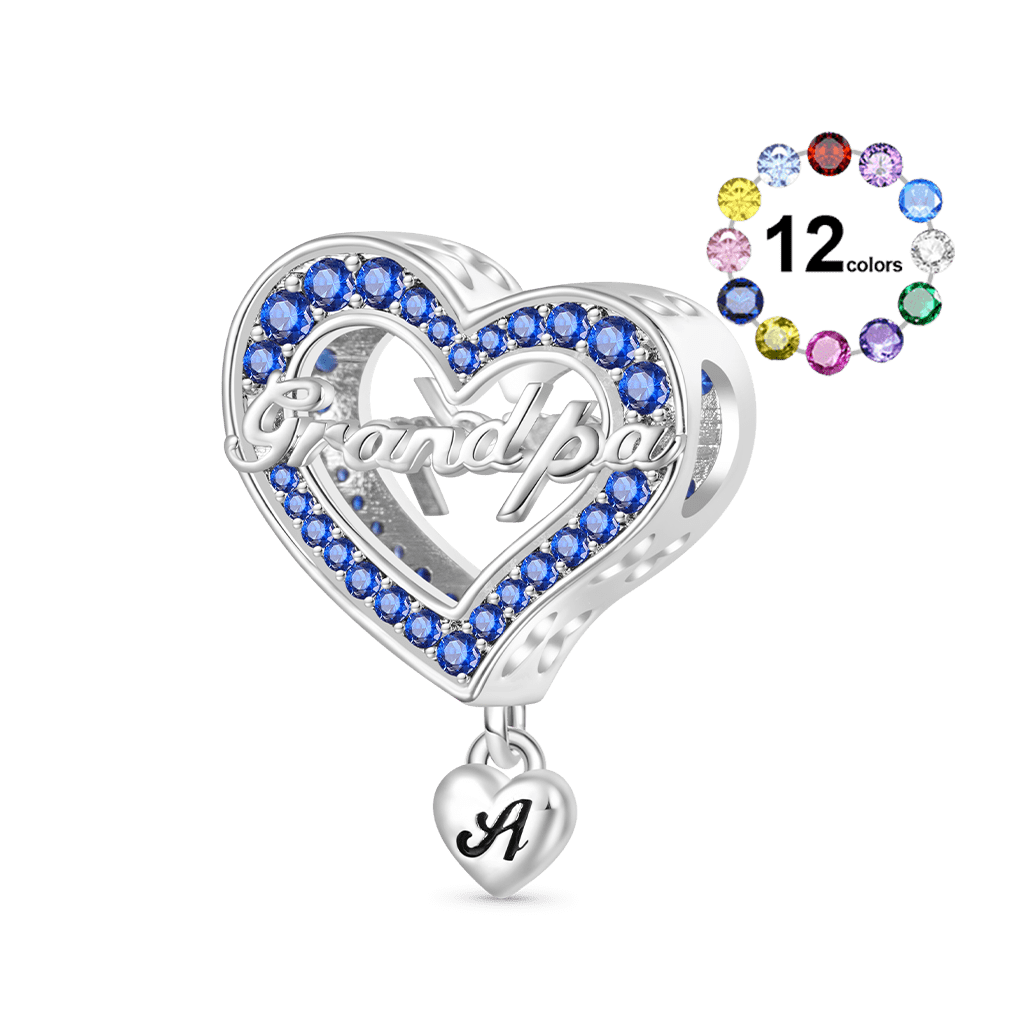 Gnoce Family Members - Grandpa Personalised Heart Charm_1