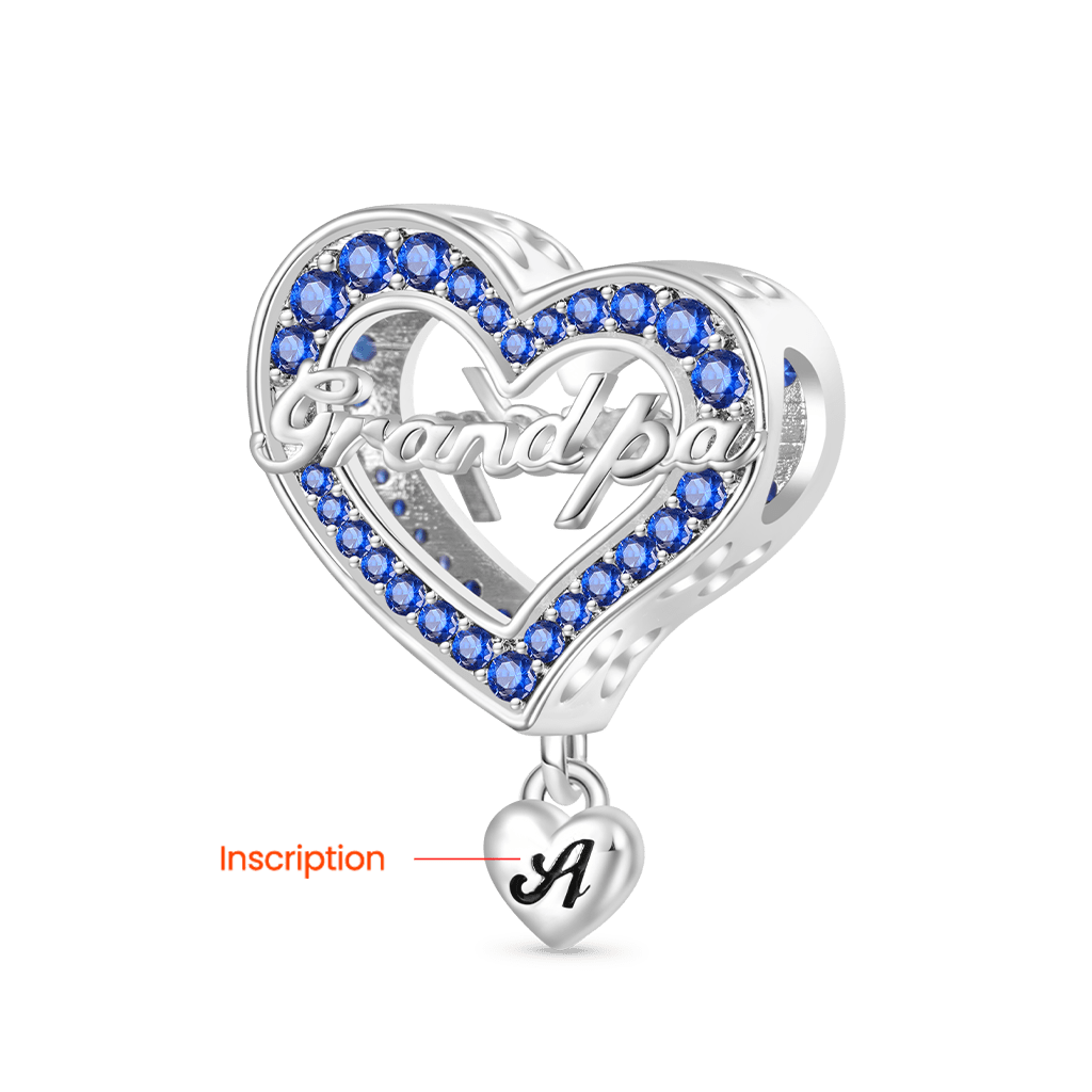 Gnoce Family Members - Grandpa Personalised Heart Charm_2