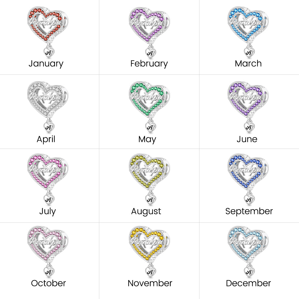 Gnoce Family Members - Grandpa Personalised Heart Charm_4