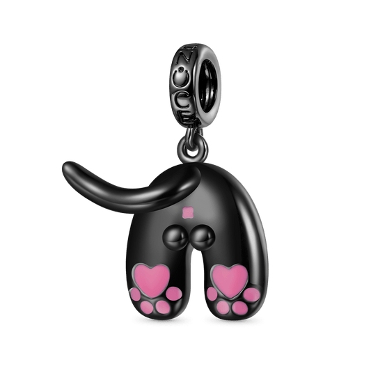 Gnoce Cute Cat Pink Love Paw Print Tail Pendant Dangle Charm_1