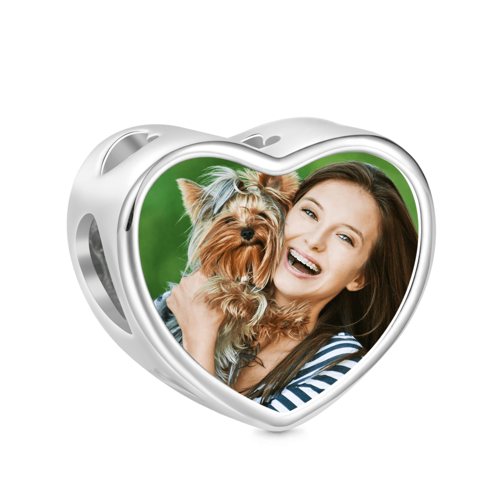 Gnoce Snoopy Hugs Charlie Brown Personalized Photo Heart Charm_2