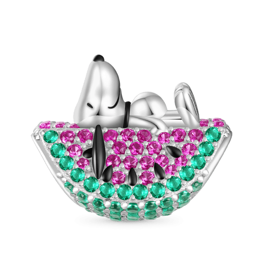 Gnoce Peanuts Lying Snoopy Watermelon Diamond Charm_1
