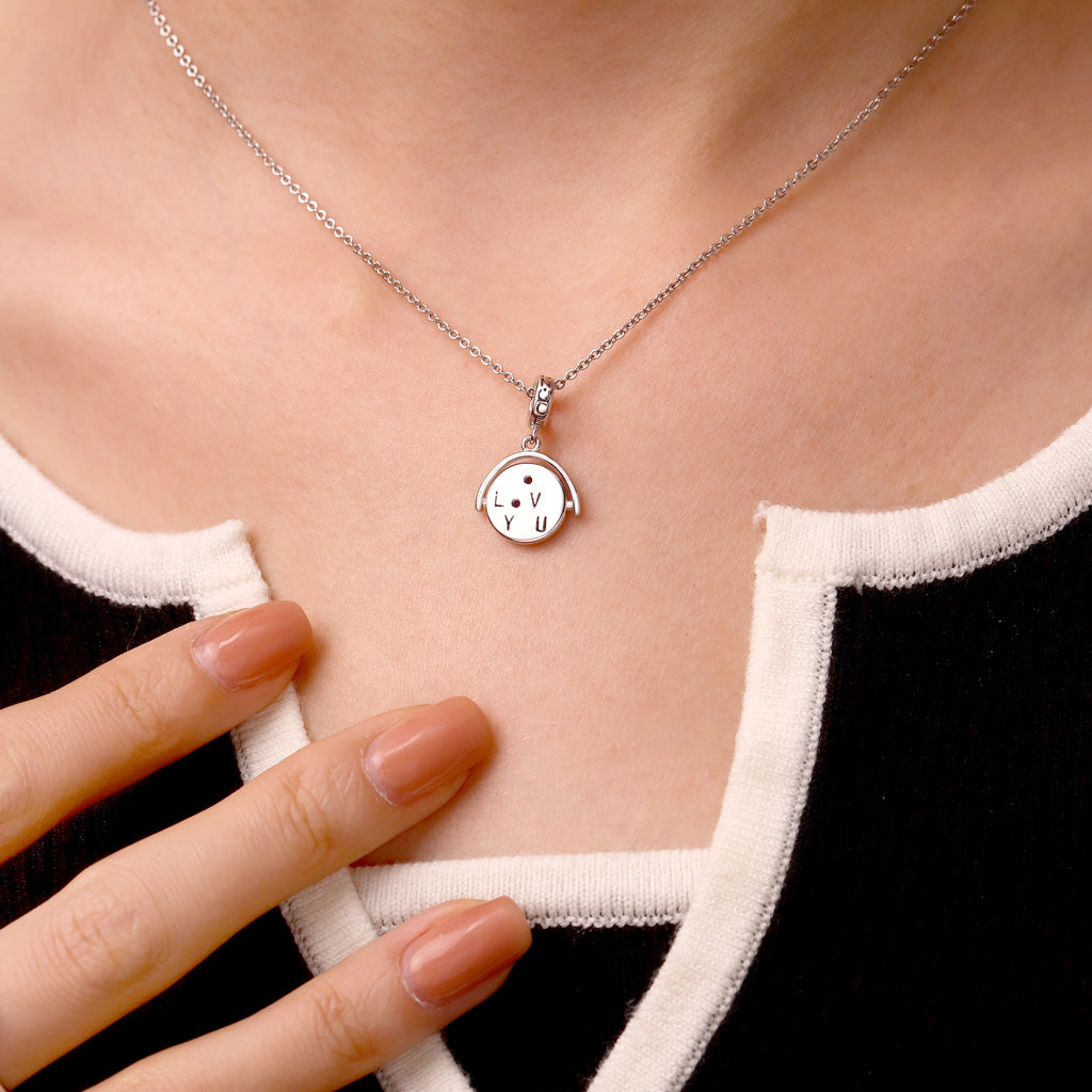 Gnoce "I love you" Vintage Spinner Birthstone Pendant Dangle Charm_6