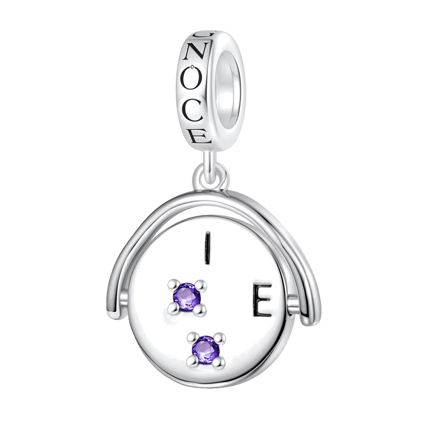 Gnoce "I love you" Vintage Spinner Birthstone Pendant Dangle Charm_1