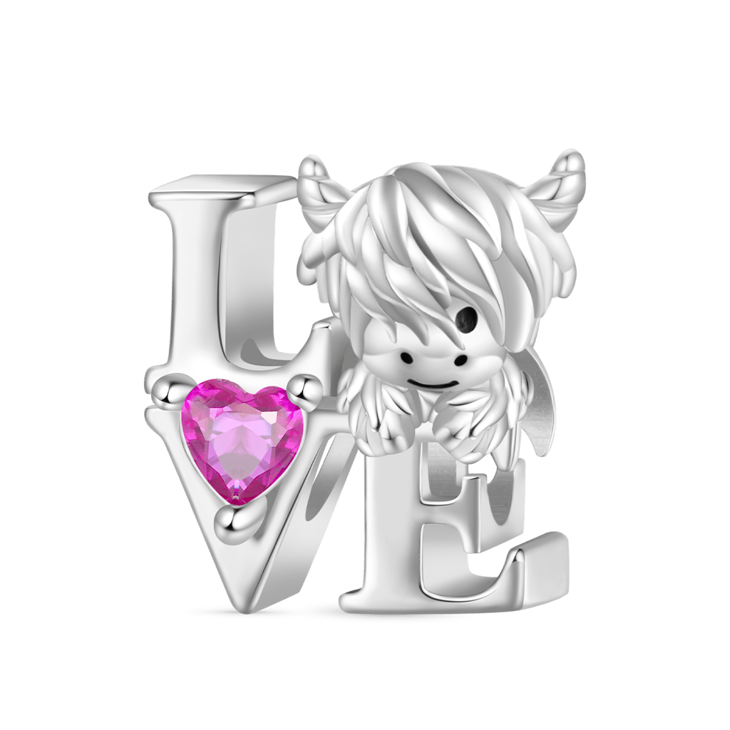 Gnoce Scottish Highland Cow Birthstone Love Charm_2