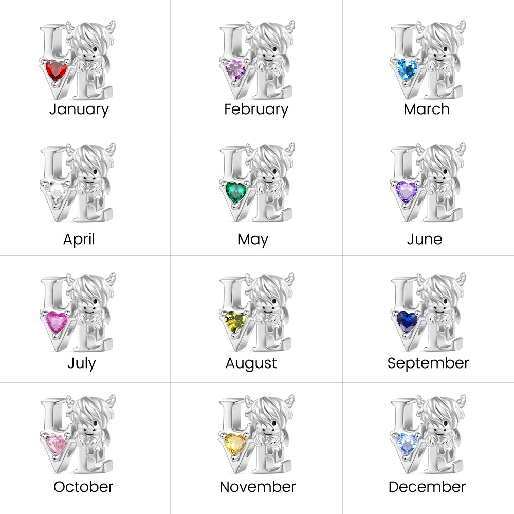 Gnoce Scottish Highland Cow Birthstone Love Charm_4