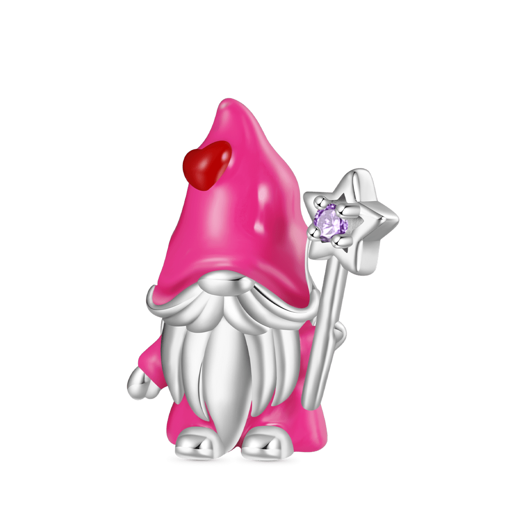 Gnoce Valentine's Day Gnome Holding Star Cane Birthstone Charm_2