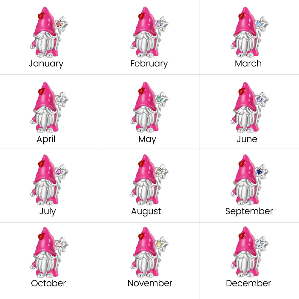 Gnoce Valentine's Day Gnome Holding Star Cane Birthstone Charm_4