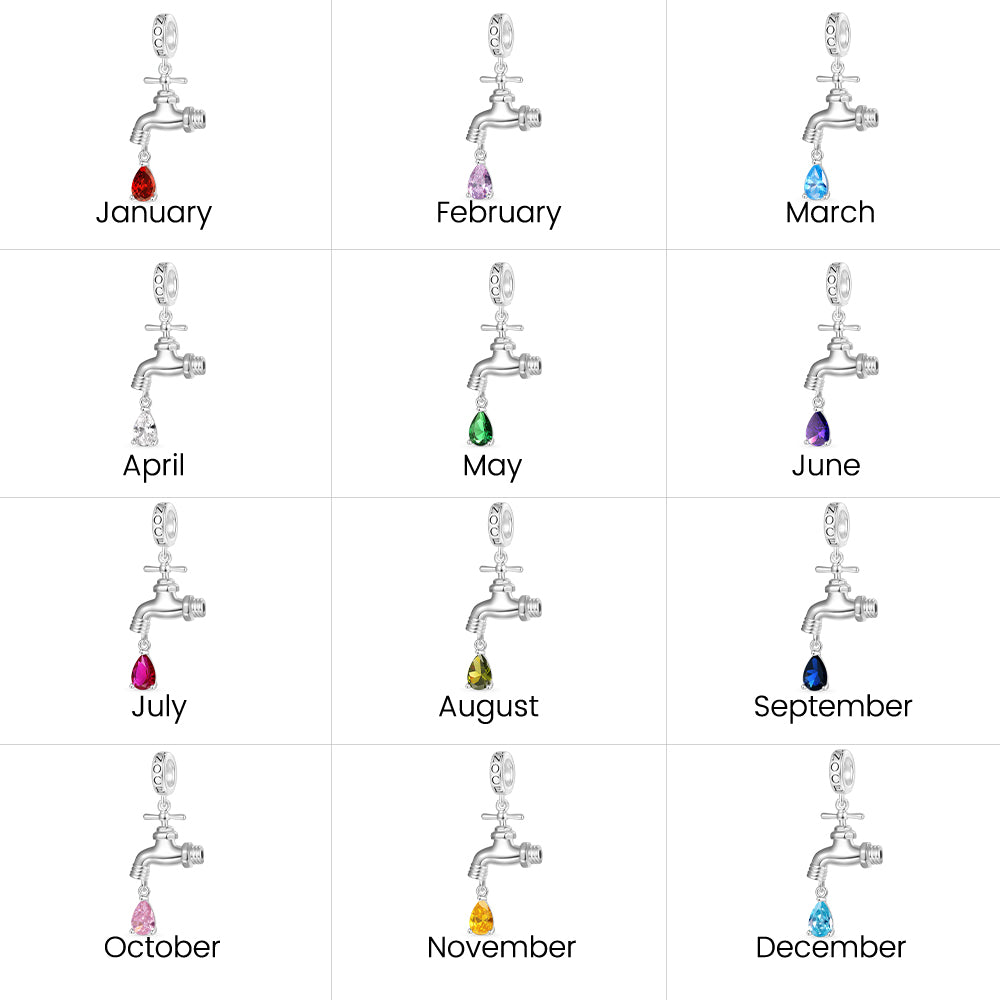 Gnoce Faucet with Diamond Drip Birthstone Pendant Dangle Charm_7