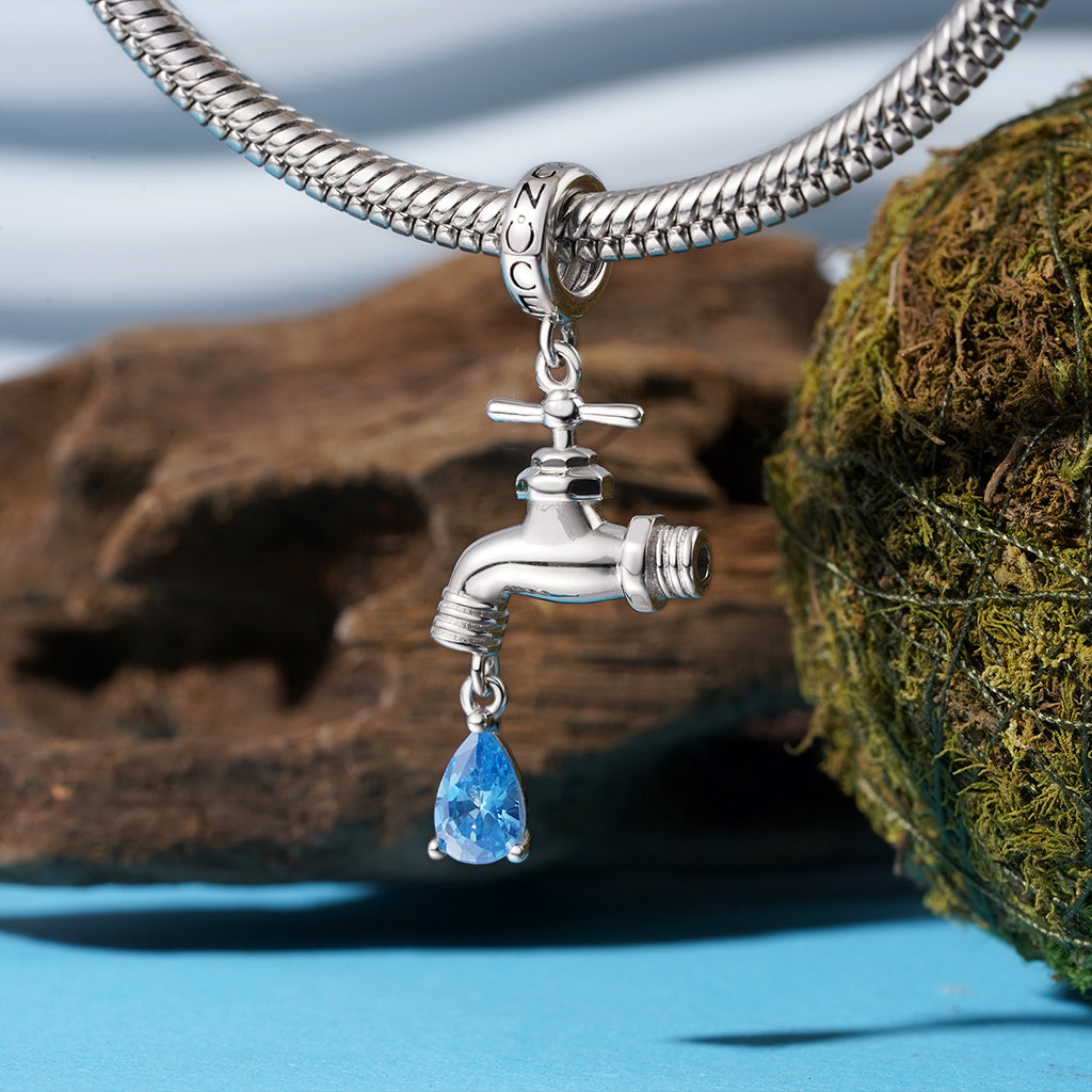 Gnoce Faucet with Diamond Drip Birthstone Pendant Dangle Charm_3