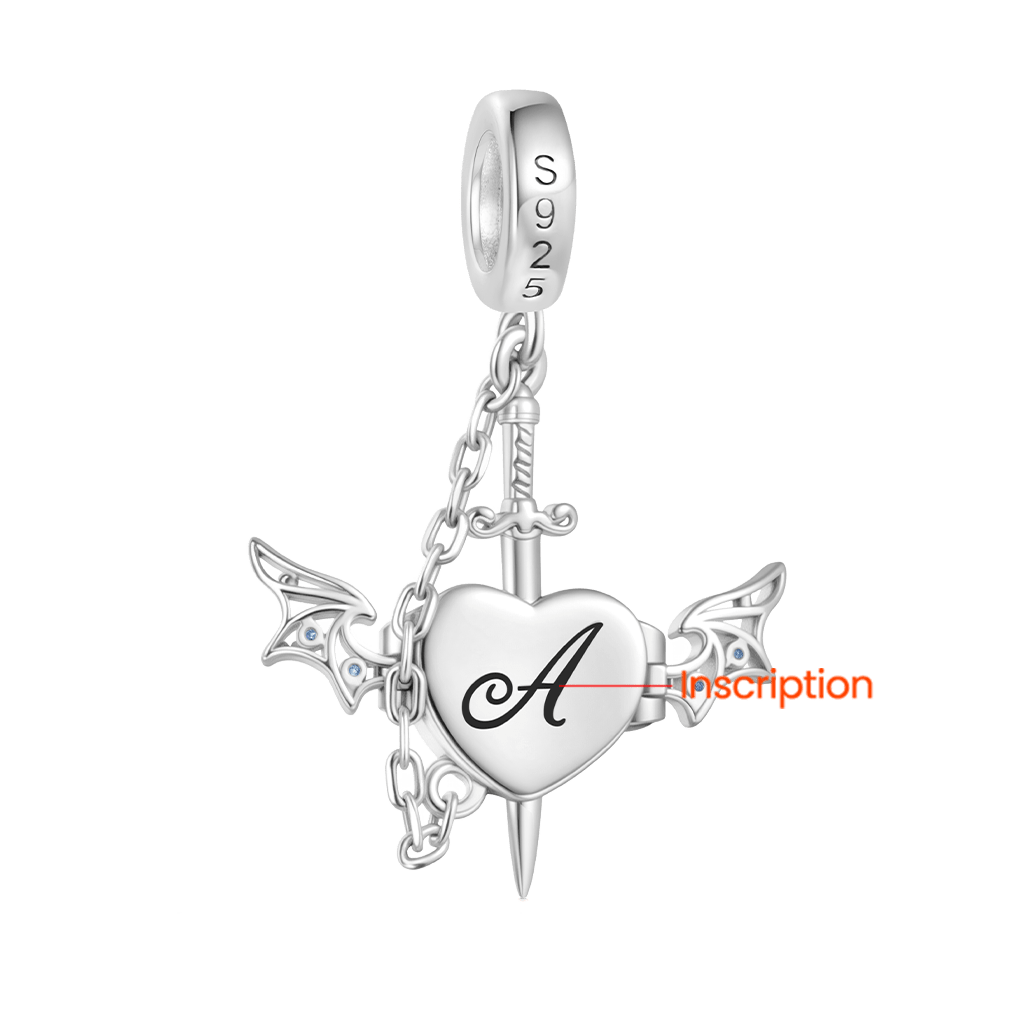 Gnoce Engravable Wounded Heart & Dagger Pendant Dangle Charm_2