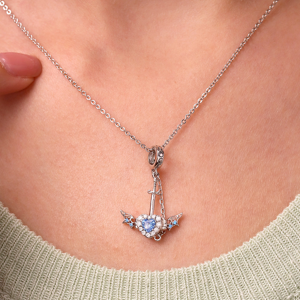 Gnoce Engravable Wounded Heart & Dagger Pendant Dangle Charm_5