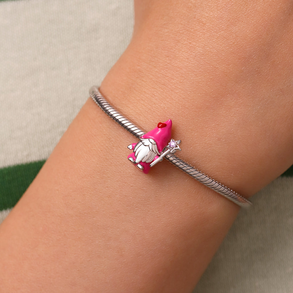 Gnoce Valentine's Day Gnome Holding Star Cane Birthstone Charm_5