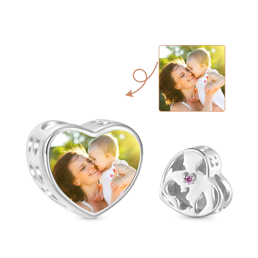 Gnoce Mother's Day Silhouette Personalized Photo Charm_1