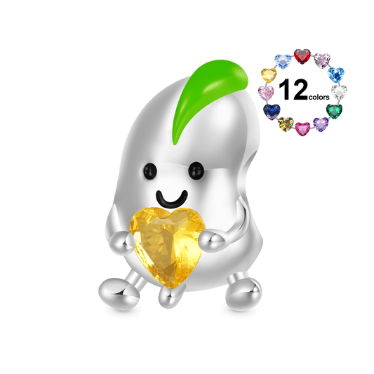Gnoce Cute Bean Embraces Birthstone Heart Charm_1