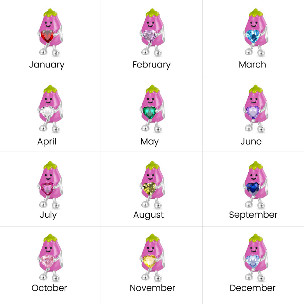 Gnoce Vivacious Vegetable Eggplant Embraces Birthstone Heart Charm_4