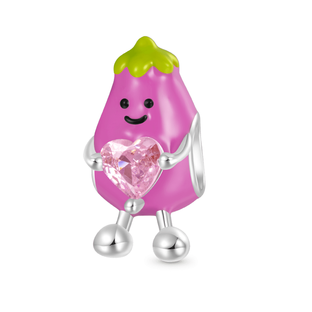 Gnoce Vivacious Vegetable Eggplant Embraces Birthstone Heart Charm_2