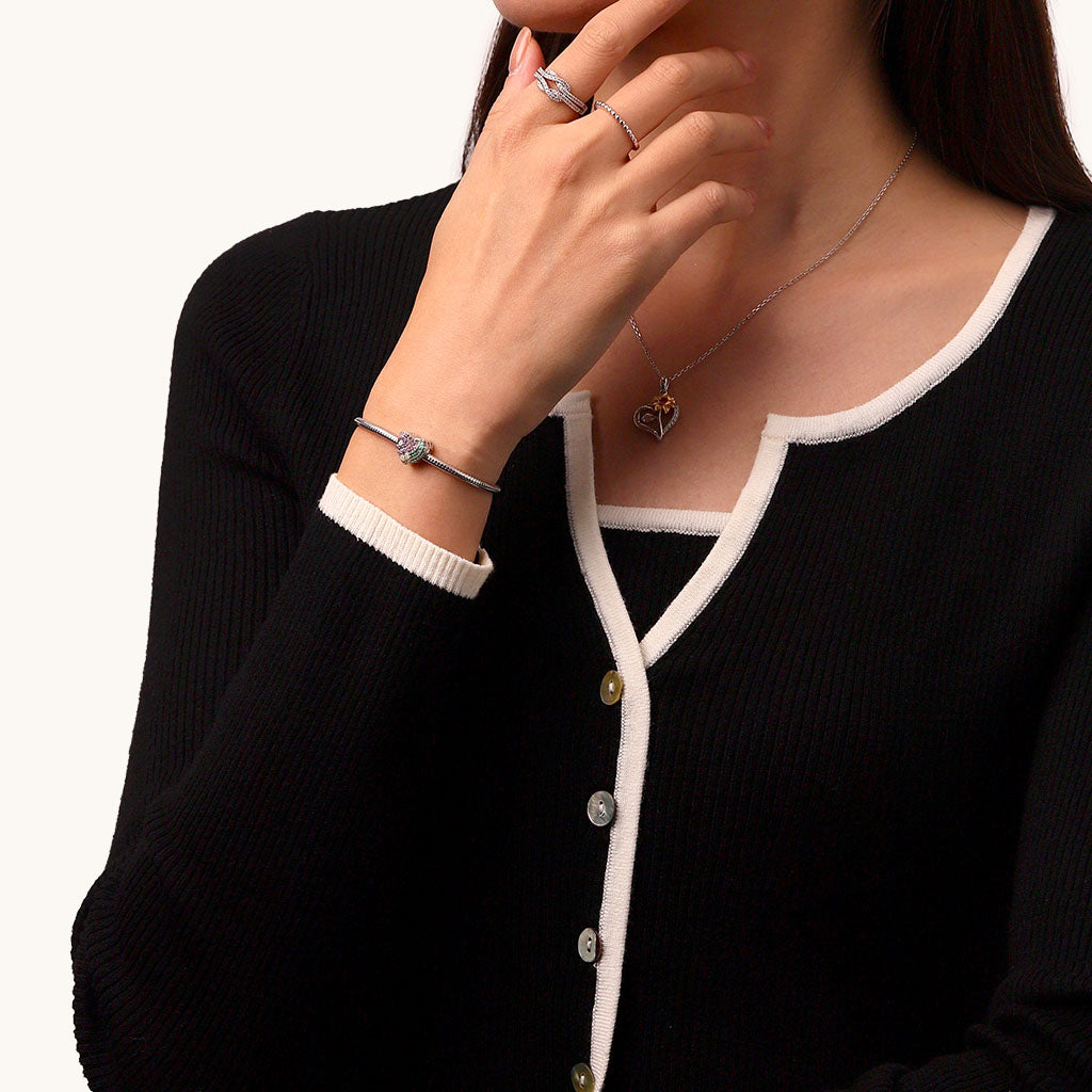 Gnoce Color CZ Brilliant Embers Heart Birthstone Charm_5