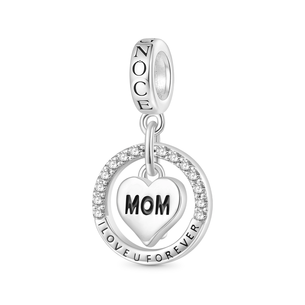 Gnoce Mother's Day 'I Love U Forever' Mom Heart Birthstone Pendant Dangle Charm_2