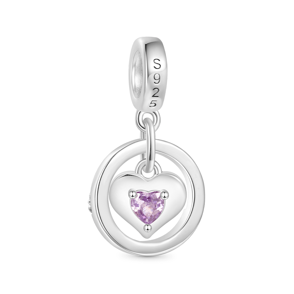 Gnoce Mother's Day 'I Love U Forever' Mom Heart Birthstone Pendant Dangle Charm_3