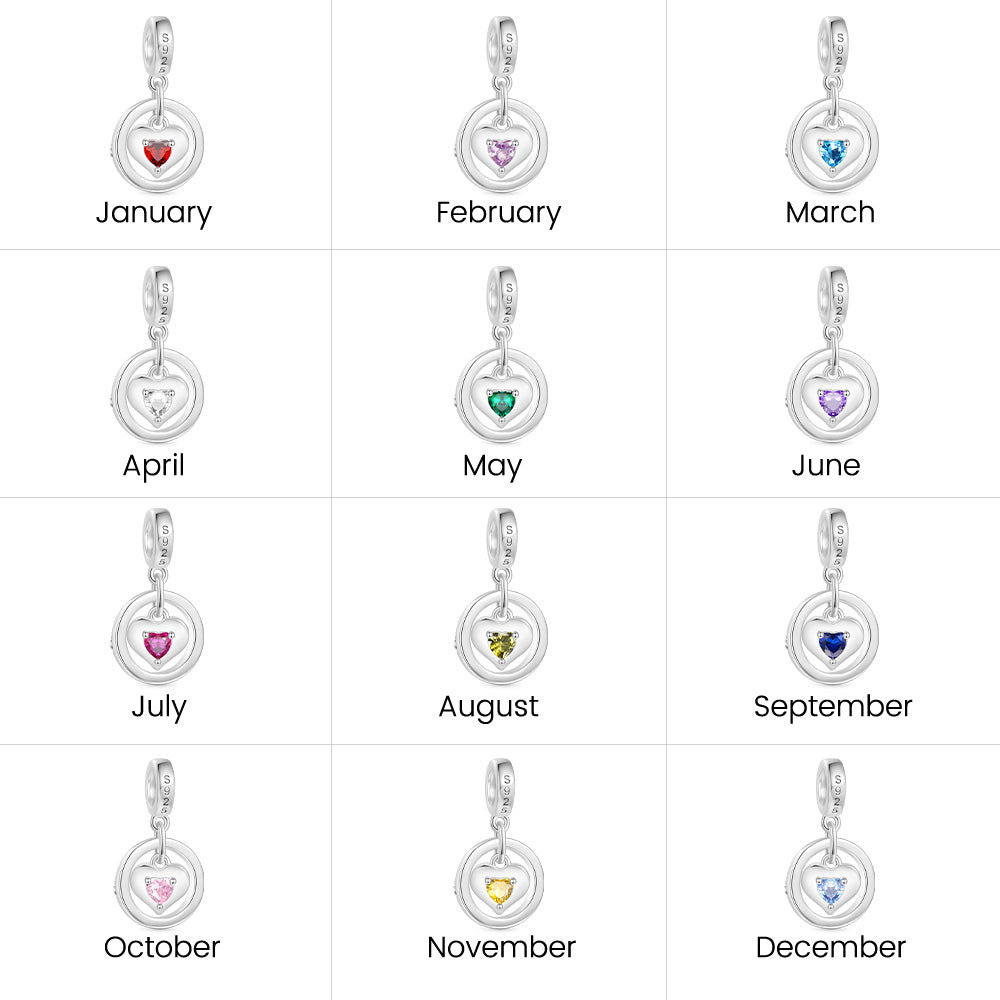 Gnoce Mother's Day 'I Love U Forever' Mom Heart Birthstone Pendant Dangle Charm_4