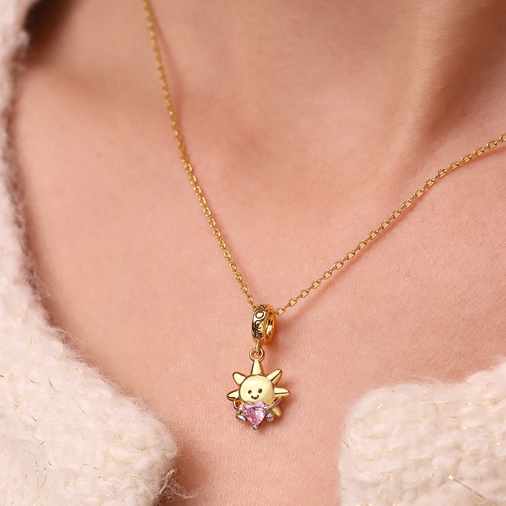 Gnoce Smiling Sun Embraces Love Pendant Dangle Charm_6