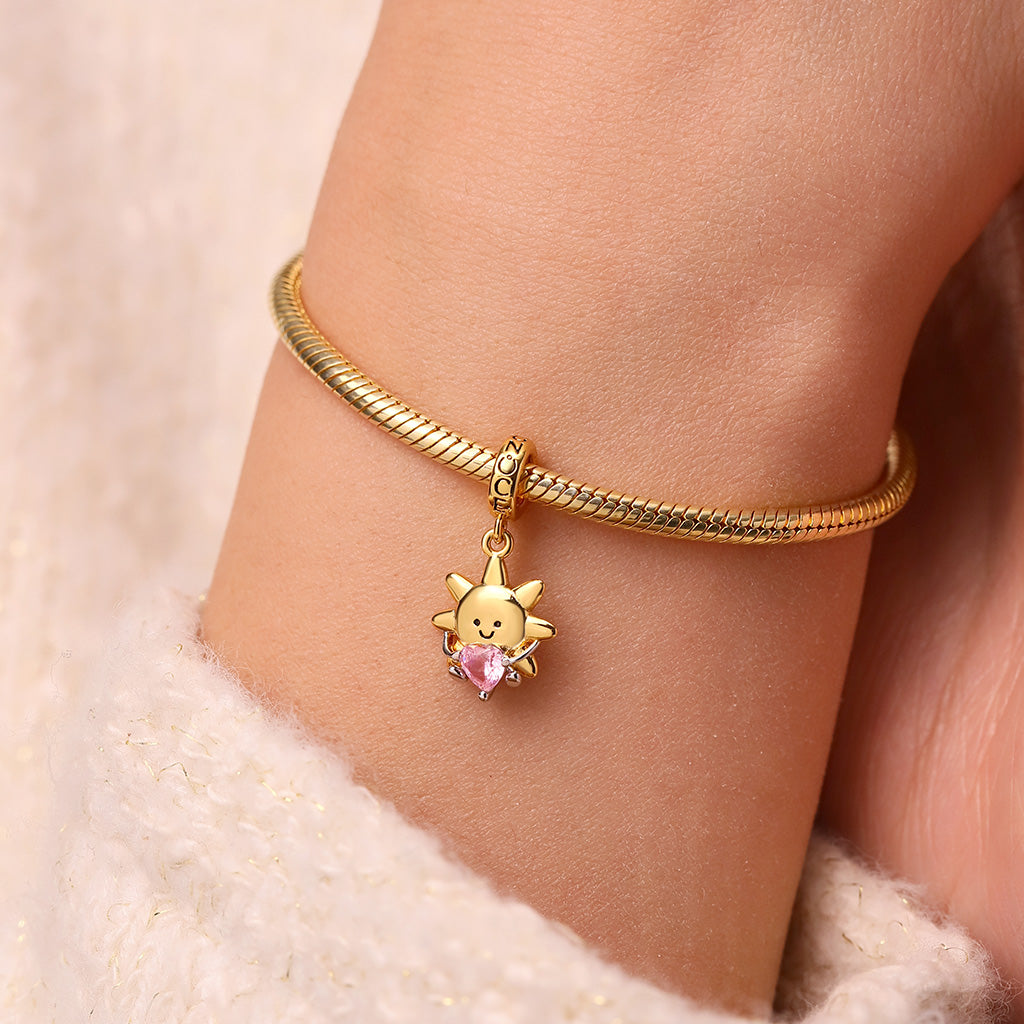 Gnoce Smiling Sun Embraces Love Pendant Dangle Charm_8