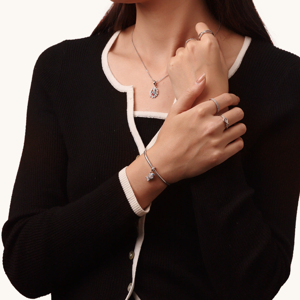 Gnoce Blue Scaled Fish Pendant Dangle Charm_4