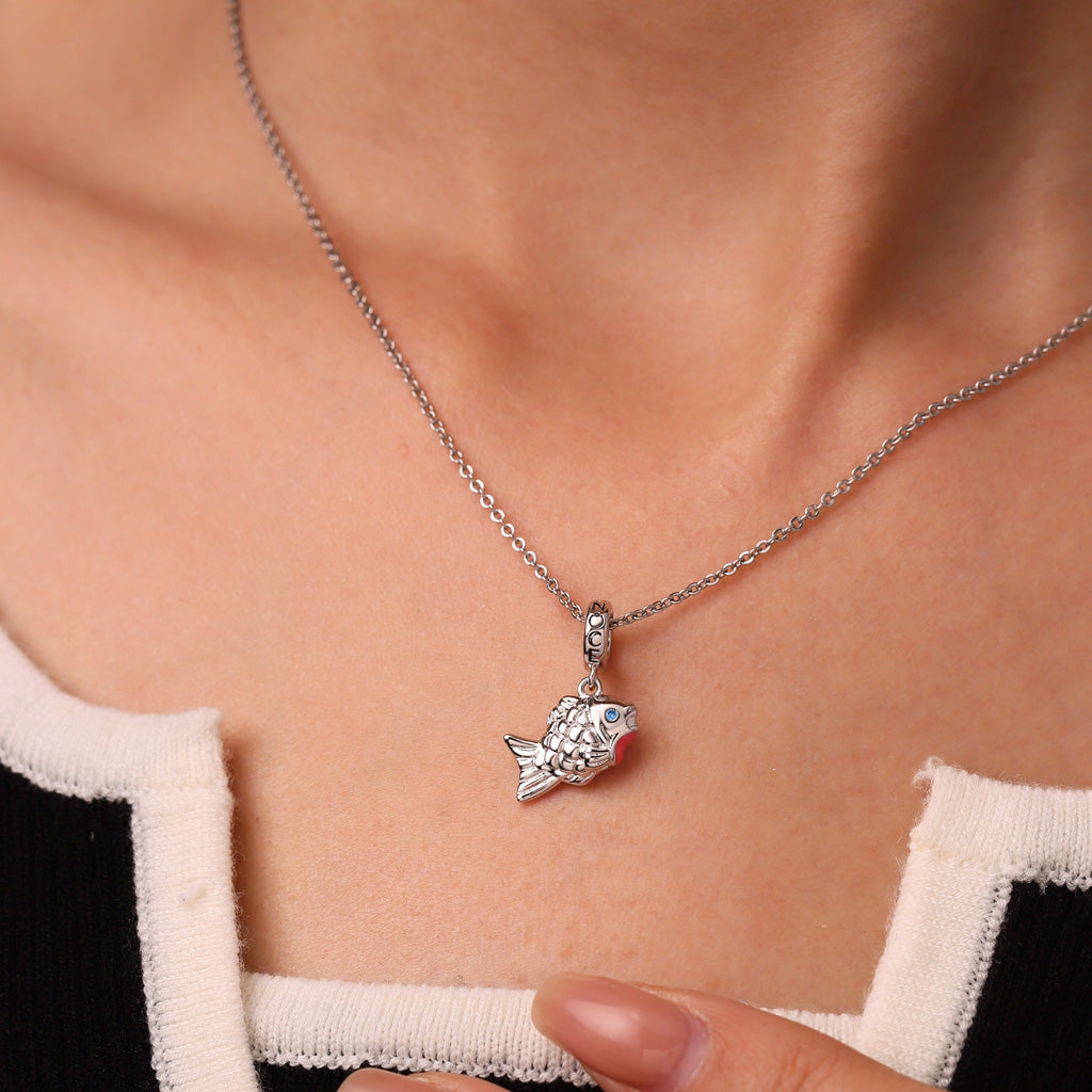 Gnoce Blue Scaled Fish Pendant Dangle Charm_5