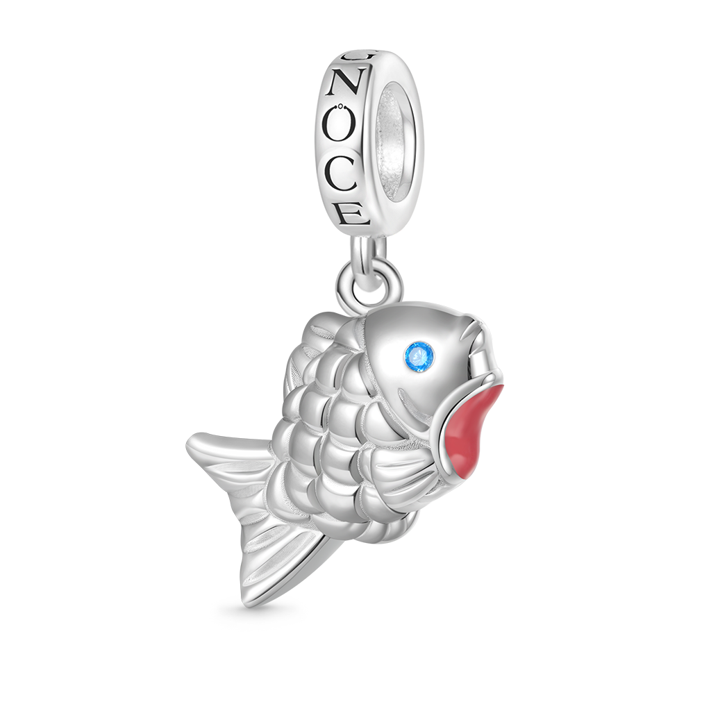 Gnoce Blue Scaled Fish Pendant Dangle Charm_1