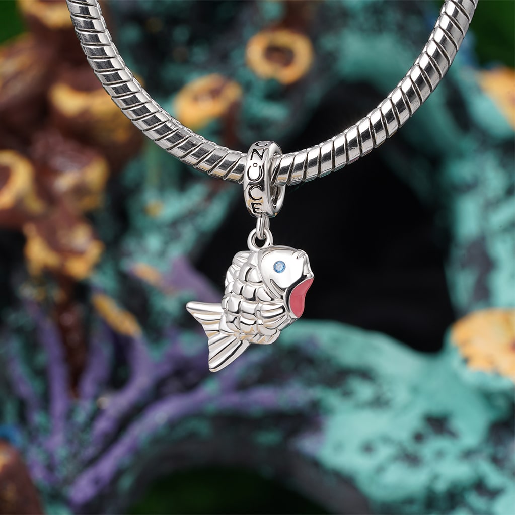 Gnoce Blue Scaled Fish Pendant Dangle Charm_3