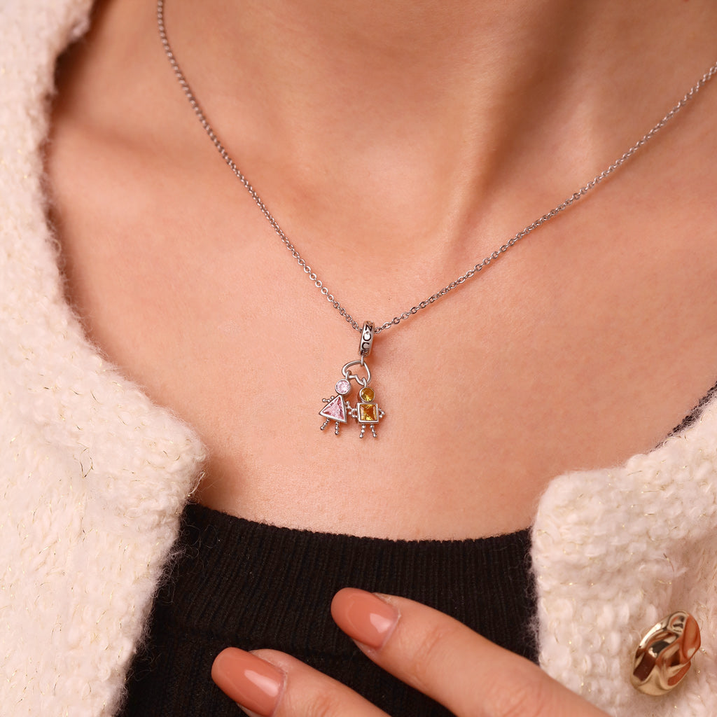 Gnoce Valentine's Day Love Characters Birthstone Pendant Dangle Charm_6