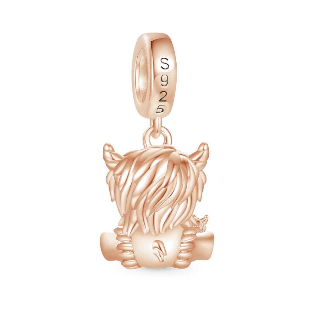 Gnoce Rose Gold Highland Cow Mother and Child Pendant Dangle Charm_2