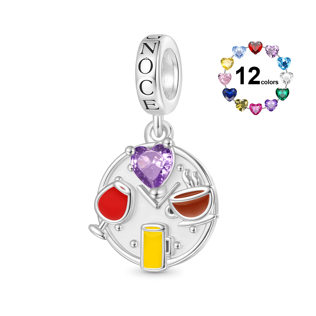 Gnoce Heart Birthstone Special Clock Pendant Dangle Charm_1