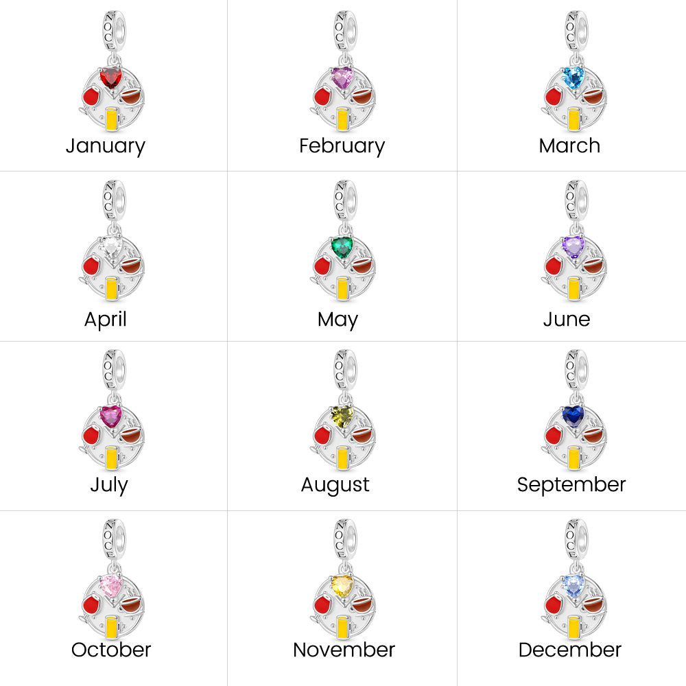 Gnoce Heart Birthstone Special Clock Pendant Dangle Charm_3