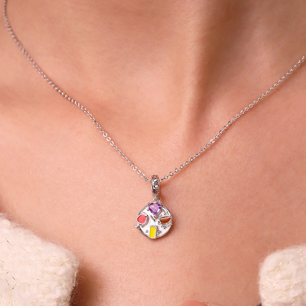 Gnoce Heart Birthstone Special Clock Pendant Dangle Charm_5