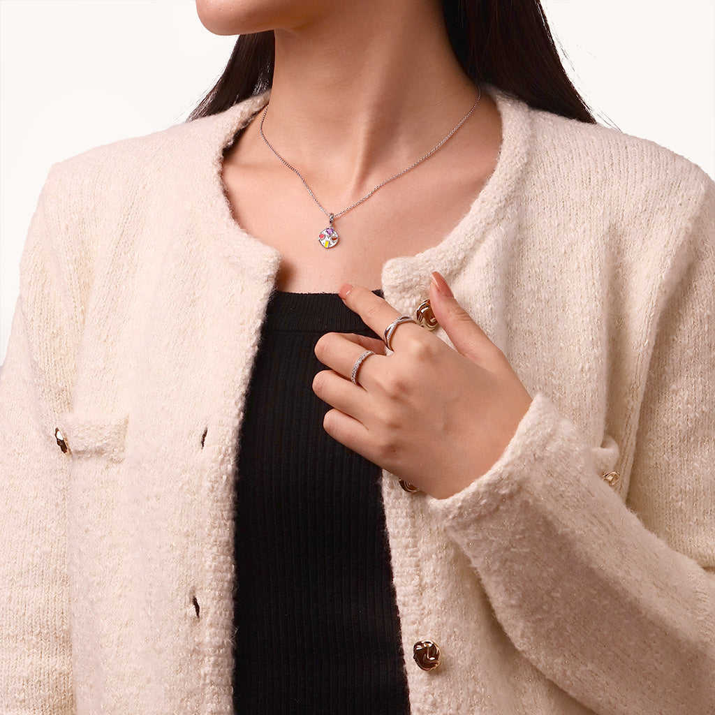 Gnoce Heart Birthstone Special Clock Pendant Dangle Charm_6