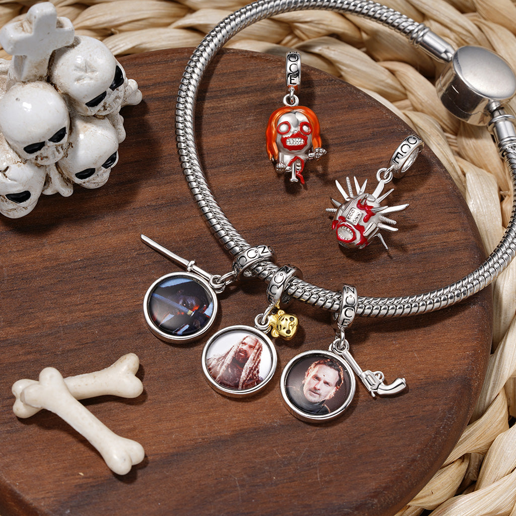 Gnoce Walking Dead Rick Grimes & Python Pistol Pendant Dangle Charm_3