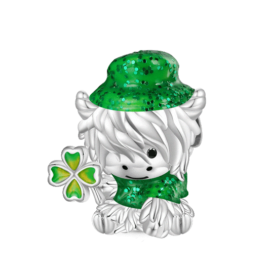 Gnoce St. Patrick's Day Highland Cow Glow-in-the-Dark Clover Charm_1