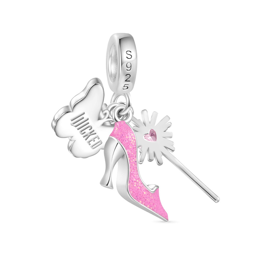 Gnoce Wicked Glinda Bubble Wand Shoe Triple Pendant Dangle Charm_2