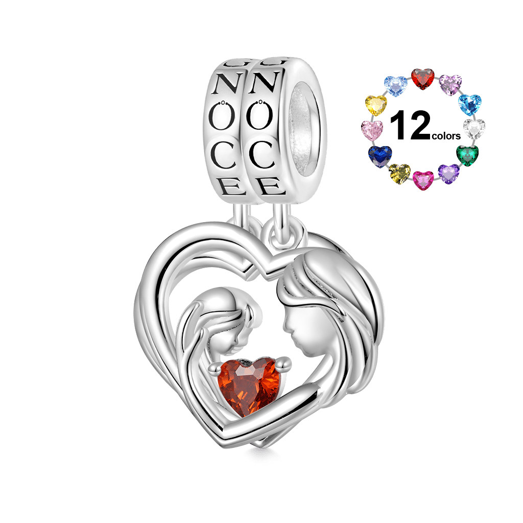 Gnoce Mother's Day Mother Hug Daughter Heart Double Pendant Dangle Charm_2