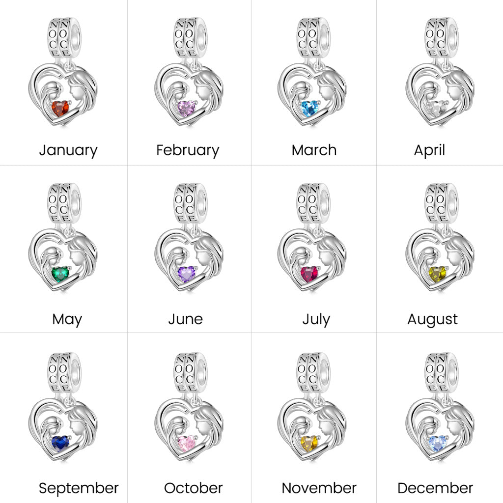 Gnoce Mother's Day Mother Hug Daughter Heart Double Pendant Dangle Charm_5