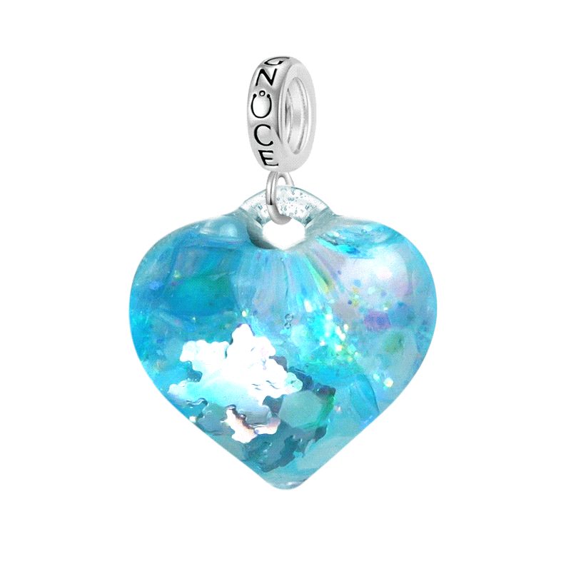 Gnoce Blue Glitter Heart Pendant Dangle Charm_1