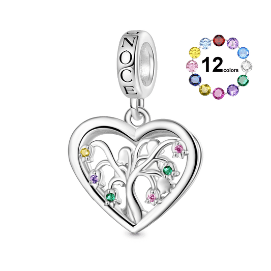 Gnoce Birthstone Lily Tree of Life Heart Pendant Dangle Charm_1